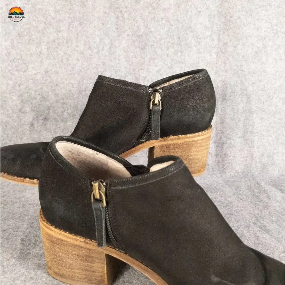 Caslon Ankle Booties Black Leather Block Heel Cottagecore Fall Style Women's 9M